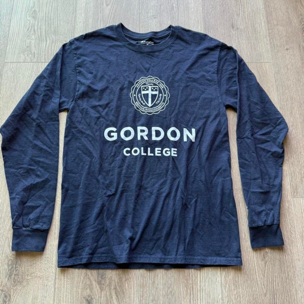 Gordon College Long Sleeve Shirt Champion Navy‎ College Graphic Tee Size M